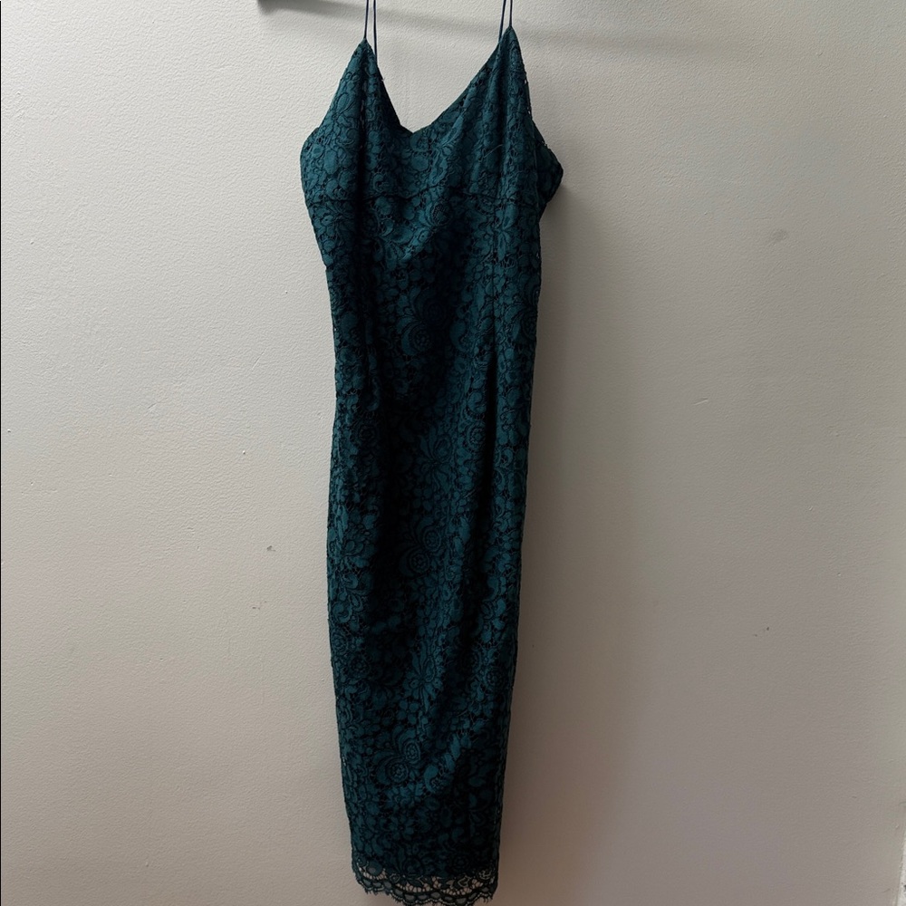 Kimchi Blue Dark Teal Lace Midi Dress